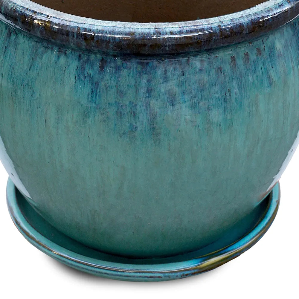 VOORBURG TURQUOISE CERAMIC PLANTER D36 CM