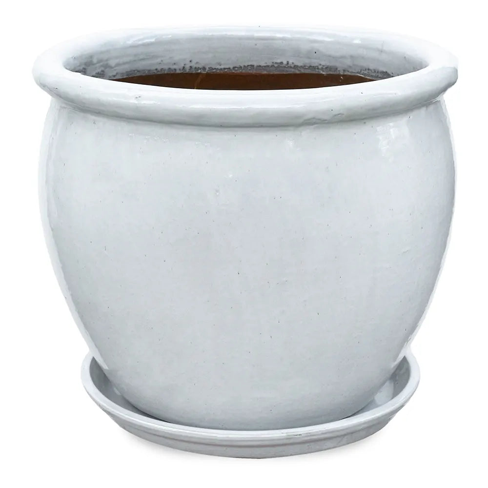 VOORBURG WHITE CERAMIC PLANTER D56 CM