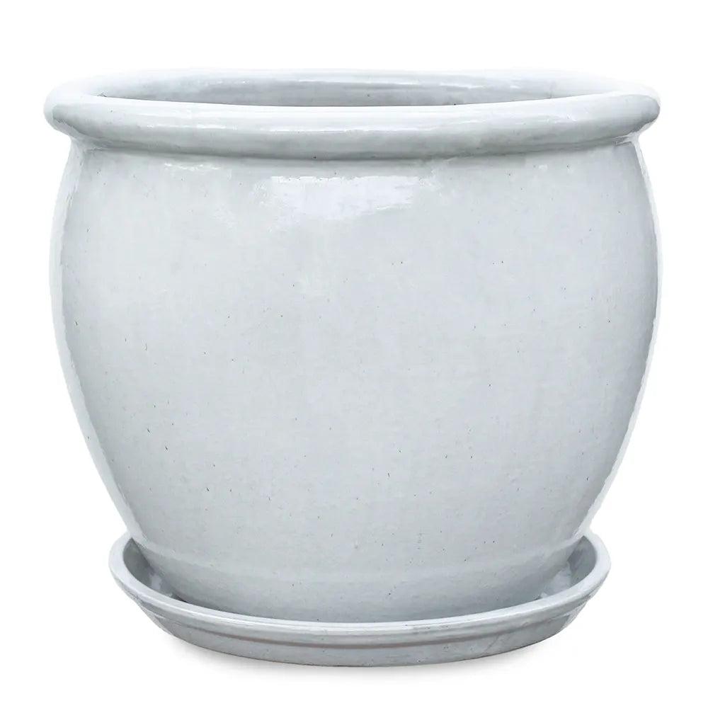 VOORBURG WHITE CERAMIC PLANTER D56 CM