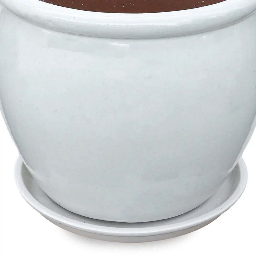 VOORBURG WHITE CERAMIC PLANTER D46 CM