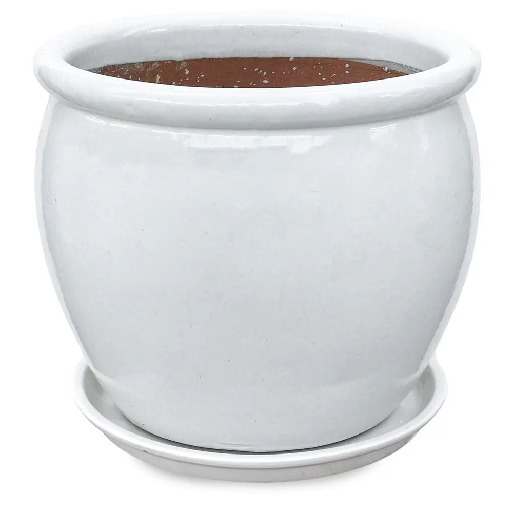 VOORBURG WHITE CERAMIC PLANTER D46 CM