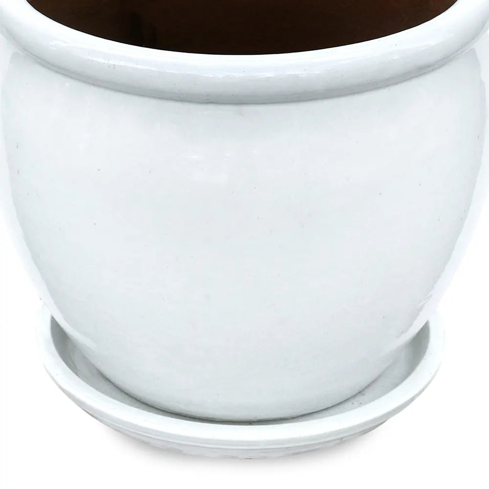 VOORBURG WHITE CERAMIC PLANTER D36 CM