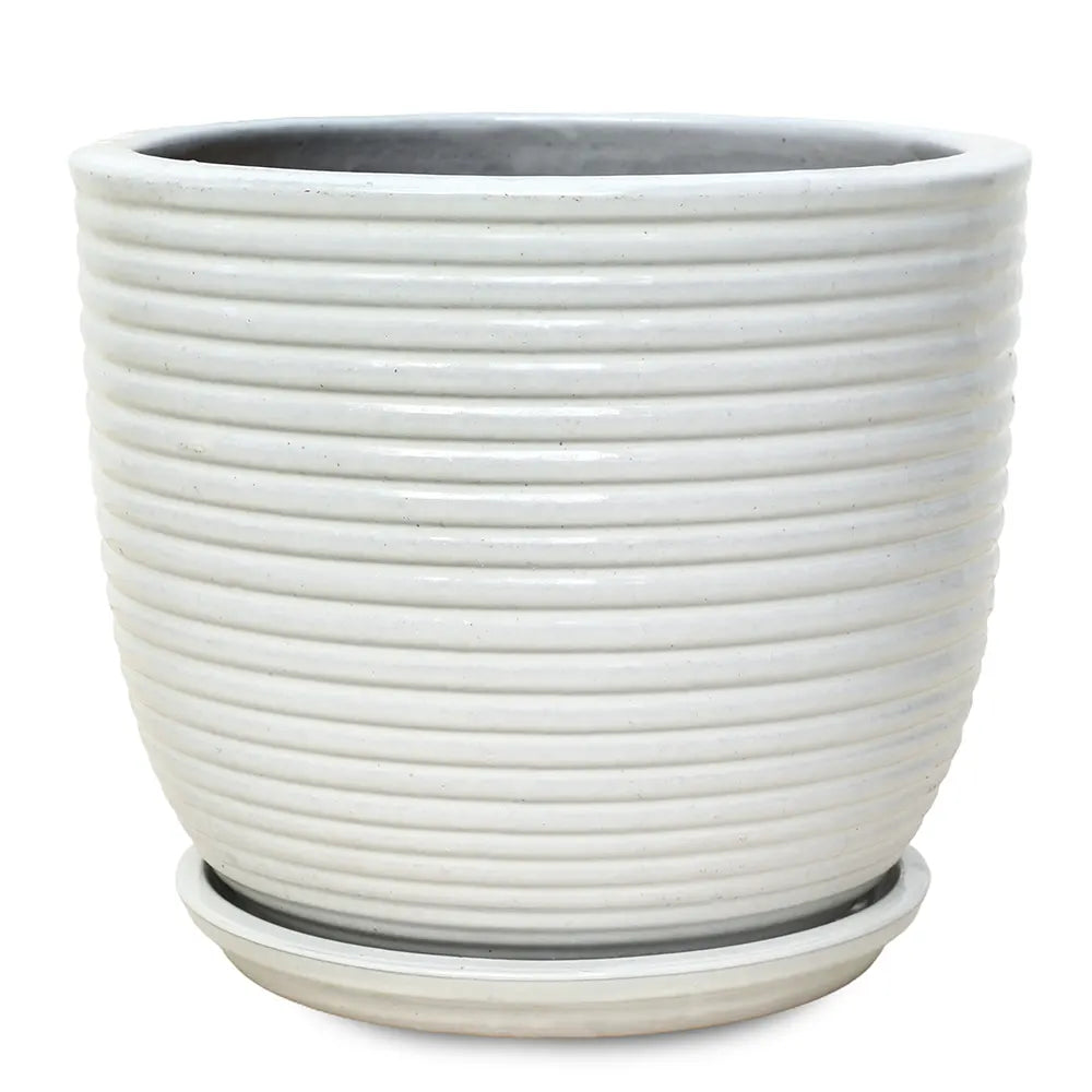 THORN WHITE CERAMIC POT D36 CM