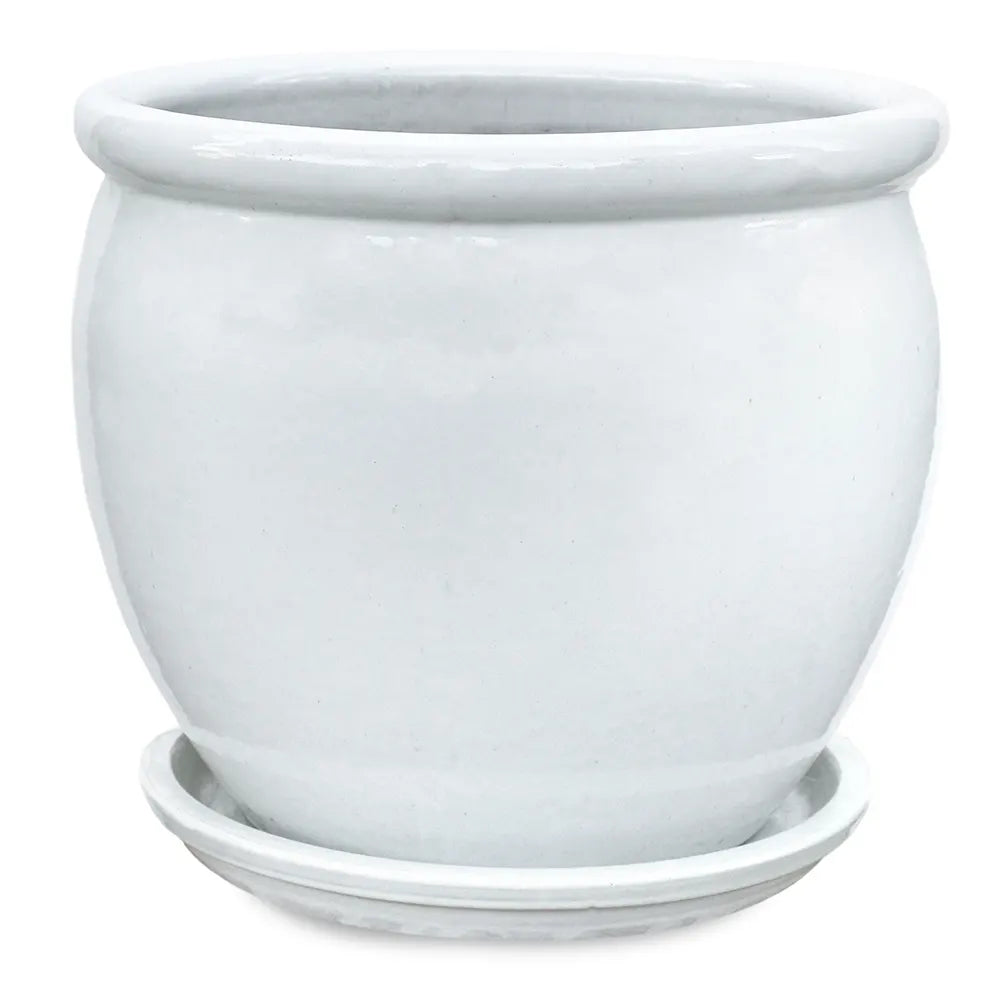 VOORBURG WHITE CERAMIC PLANTER D36 CM
