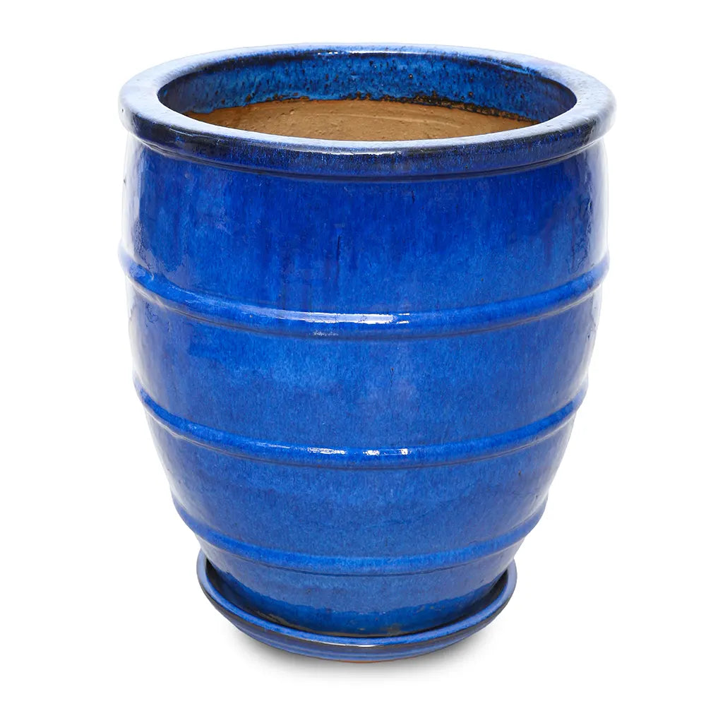 WOERDEN BLUE CERAMIC PLANTER H 36 CM