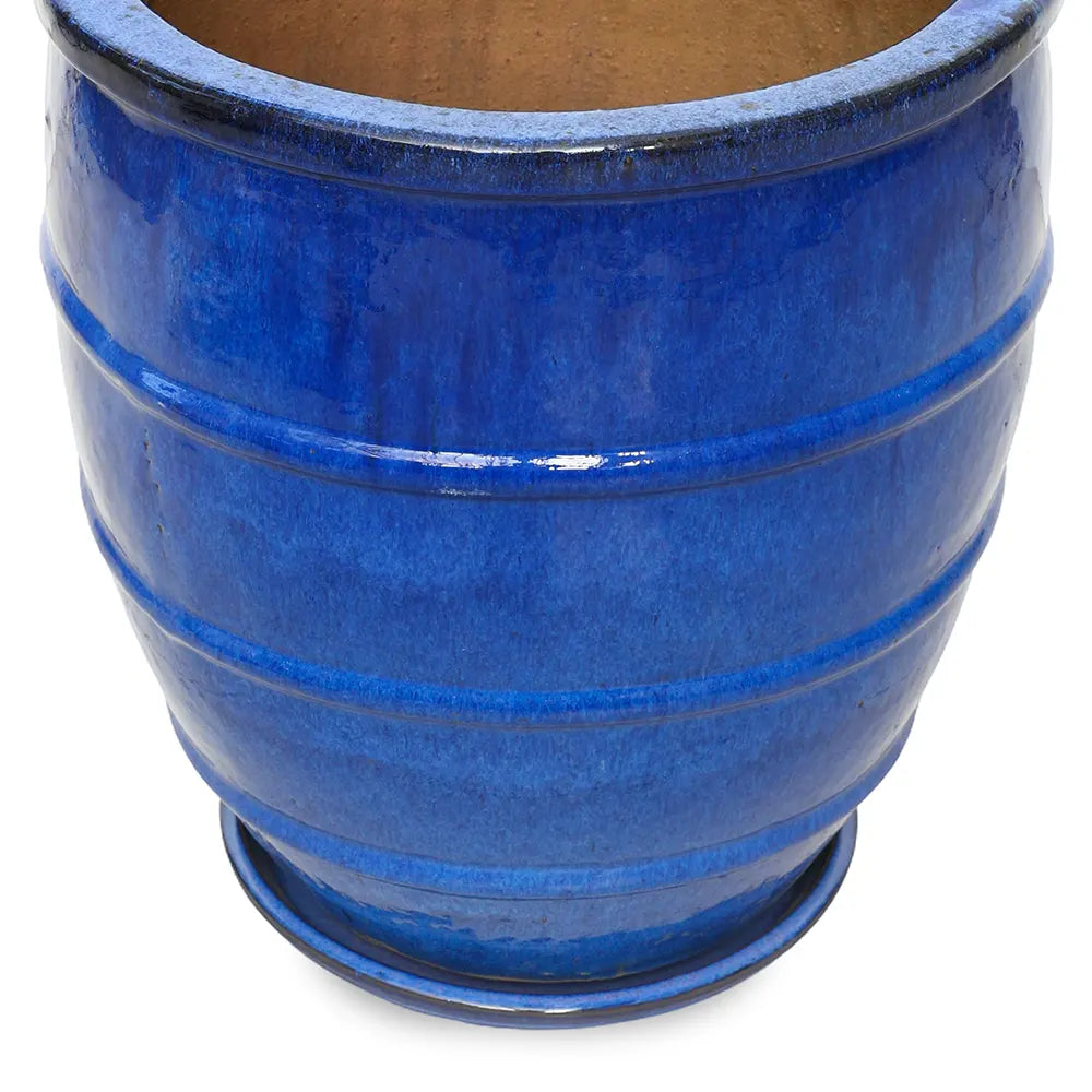 WOERDEN BLUE CERAMIC PLANTER H 36 CM