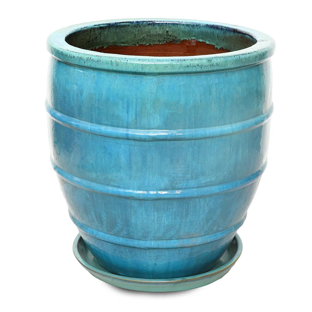WOERDEN TURQUOISE CERAMIC PLANTER H60 CM