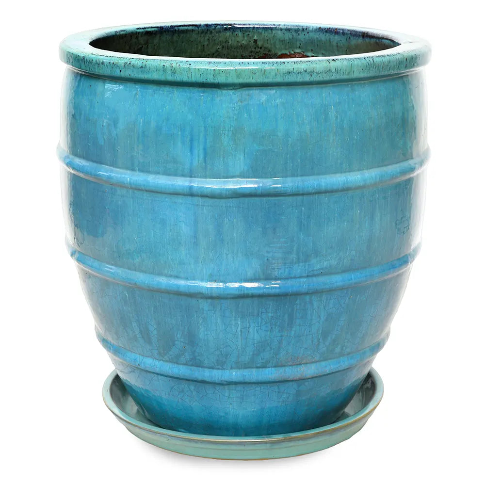 WOERDEN TURQUOISE CERAMIC PLANTER H60 CM