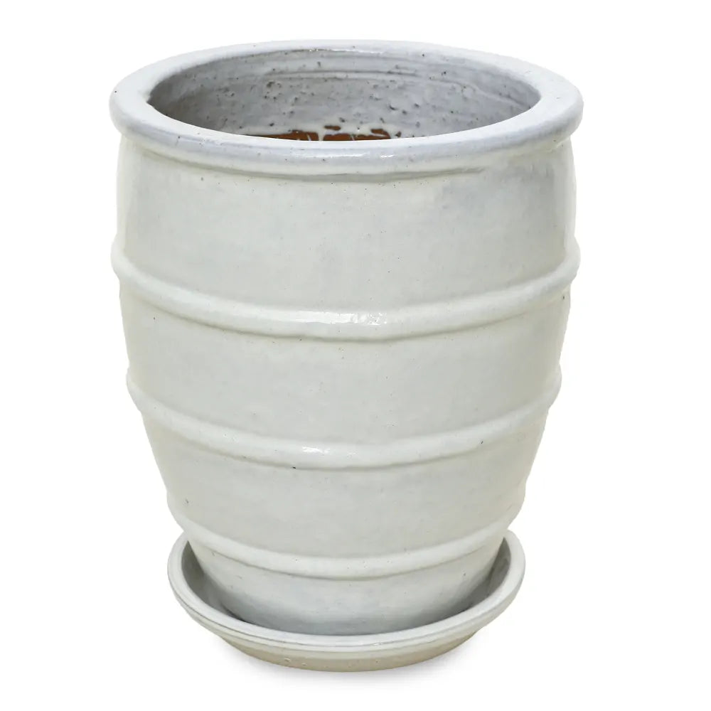 WOERDEN WHITE CERAMIC PLANTER H 36 CM