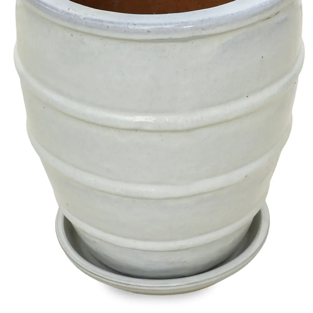 WOERDEN WHITE CERAMIC PLANTER H 36 CM