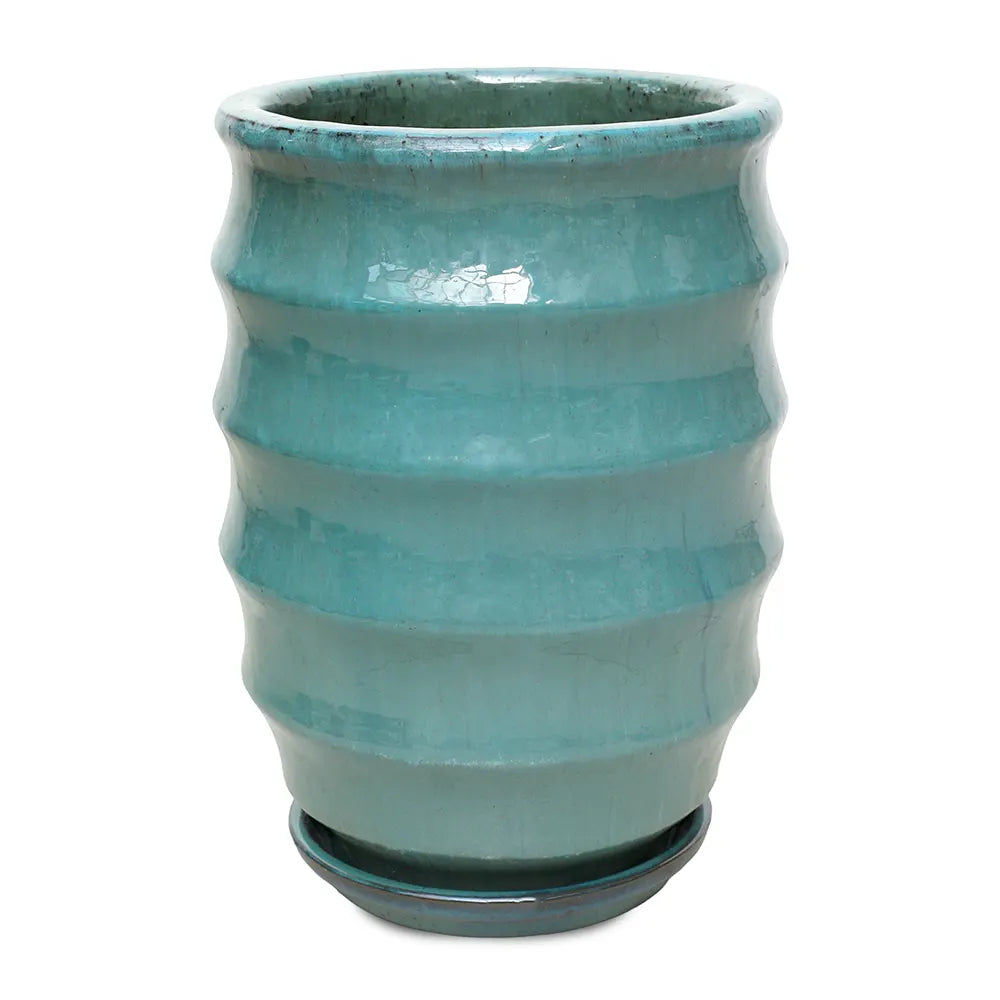 WEESP TURQUOISE CERAMIC PLANTER H48 CM