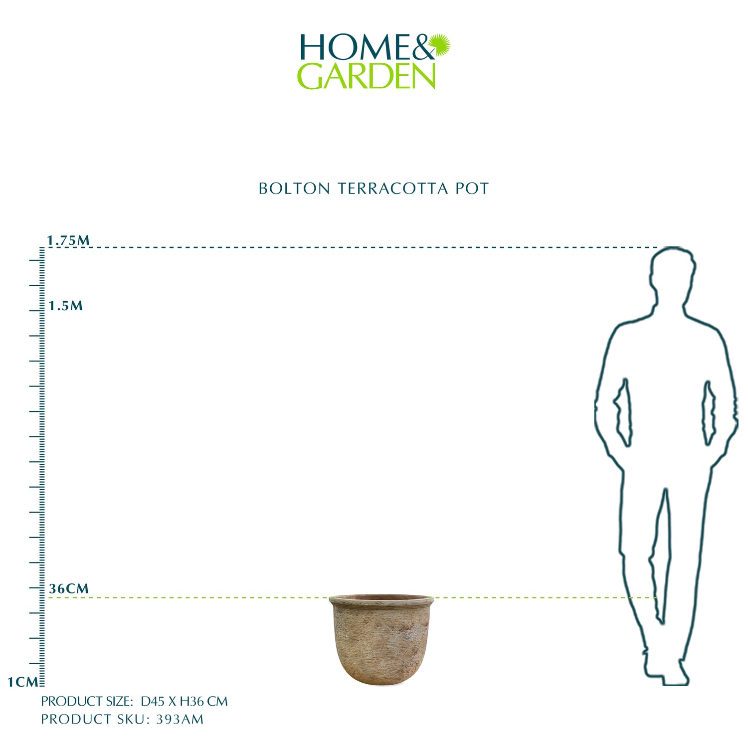 حوض بولتون تيراكوتا - قطر 45 سم