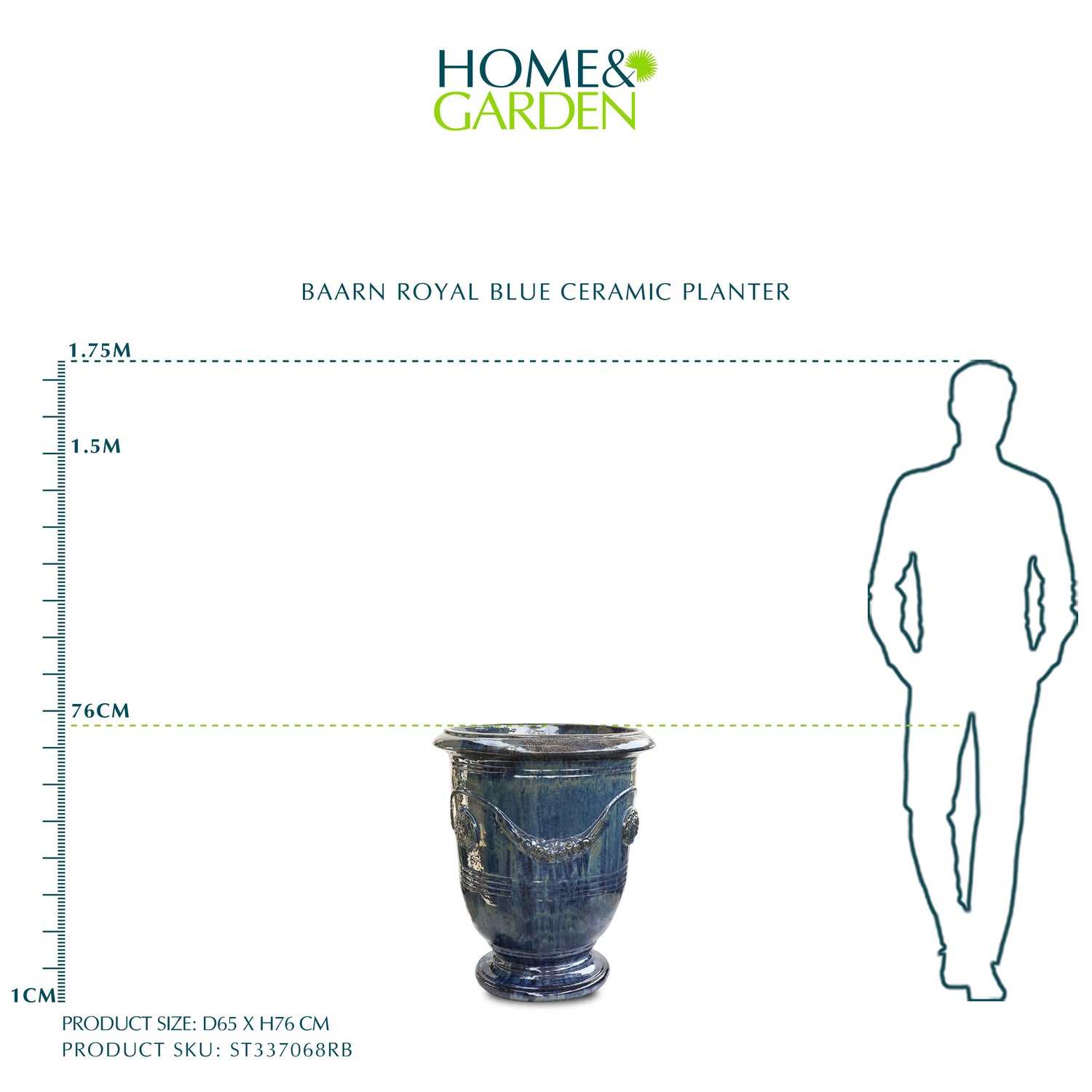 حوض بارن - سيراميك أزرق - ارتفاع 76 سم