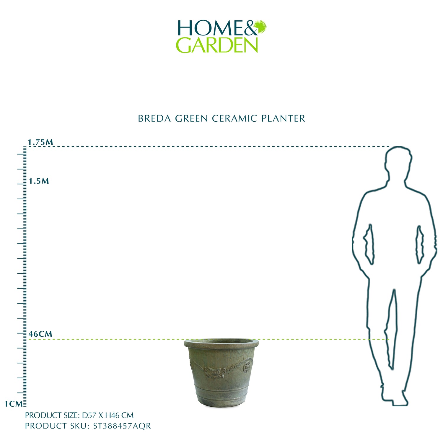 حوض بريدا - سيراميك أخضر - قطر 57 سم