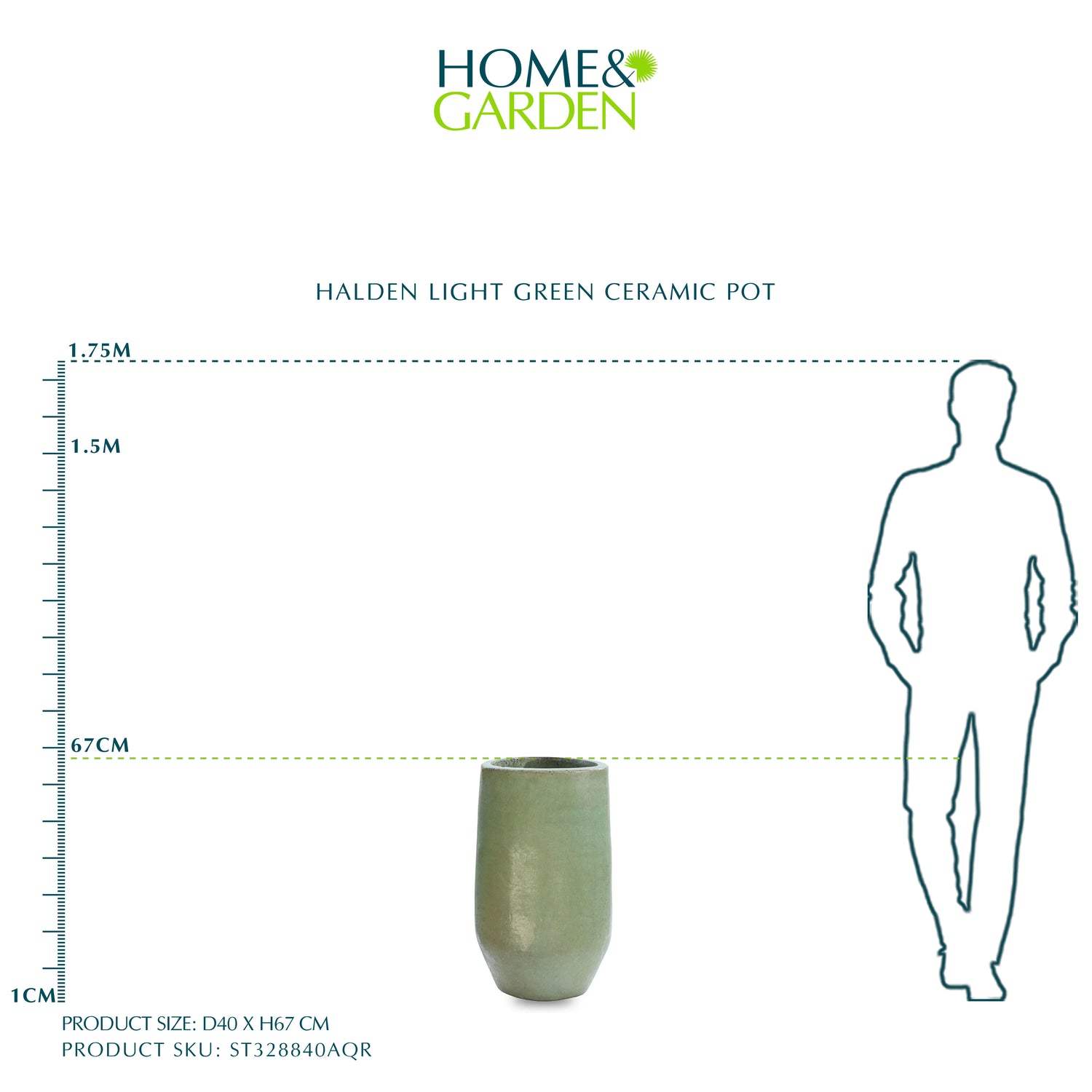 حوض هالدن - سيراميك أخضر فاتح - ارتفاع 67 سم