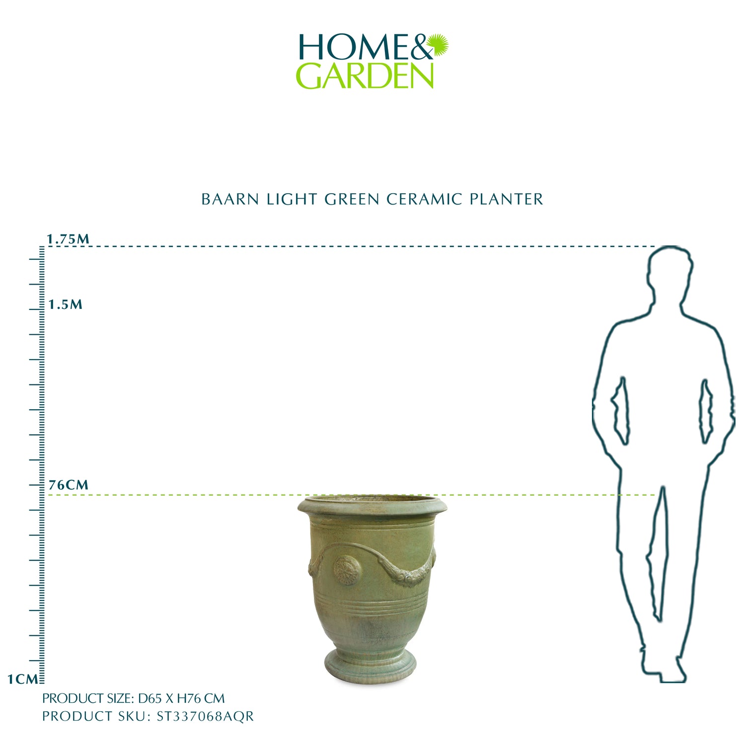 حوض بارن - سيراميك أخضر فاتح - ارتفاع 76 سم