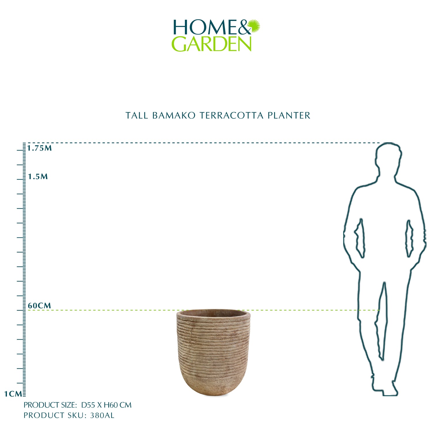 TALL BAMAKO TERRACOTTA PLANTER D55CM