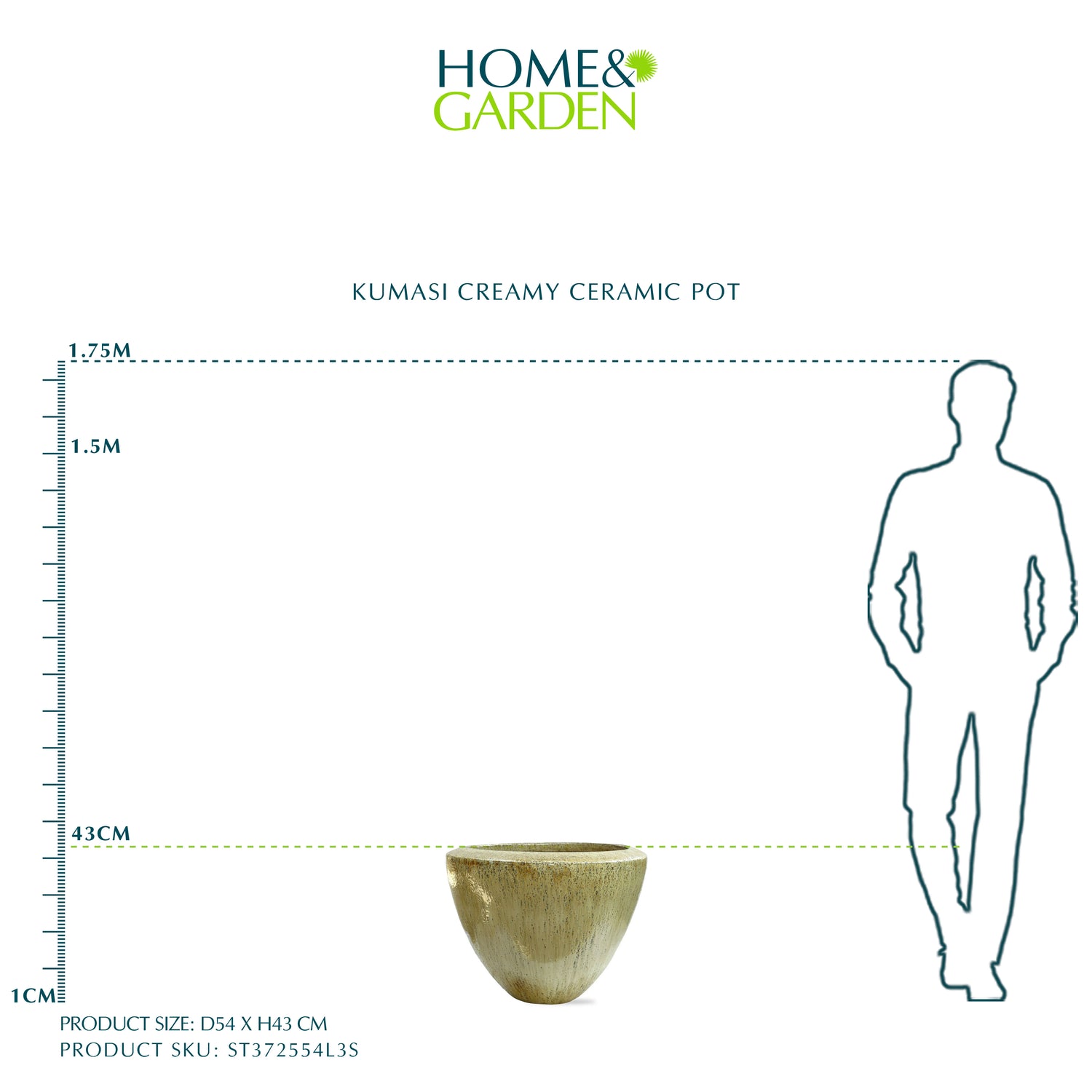 حوض كوماسي - سيراميك كريمي - قطر 54 سم
