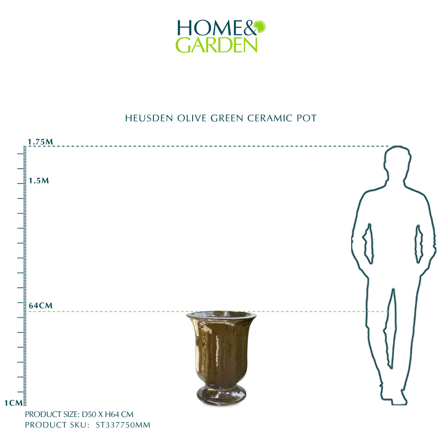  حوض هيوسدن - أخضر زيتوني - قطر 50 سم