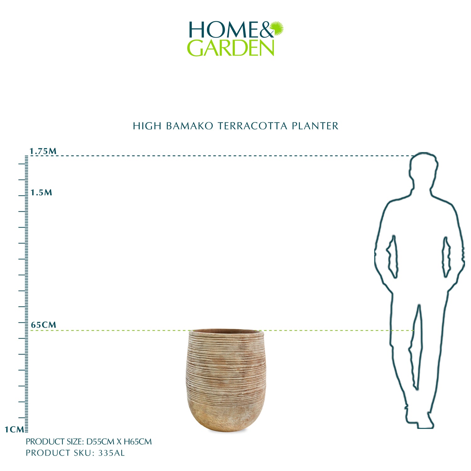 HIGH BAMAKO TERRACOTTA PLANTER D55CM