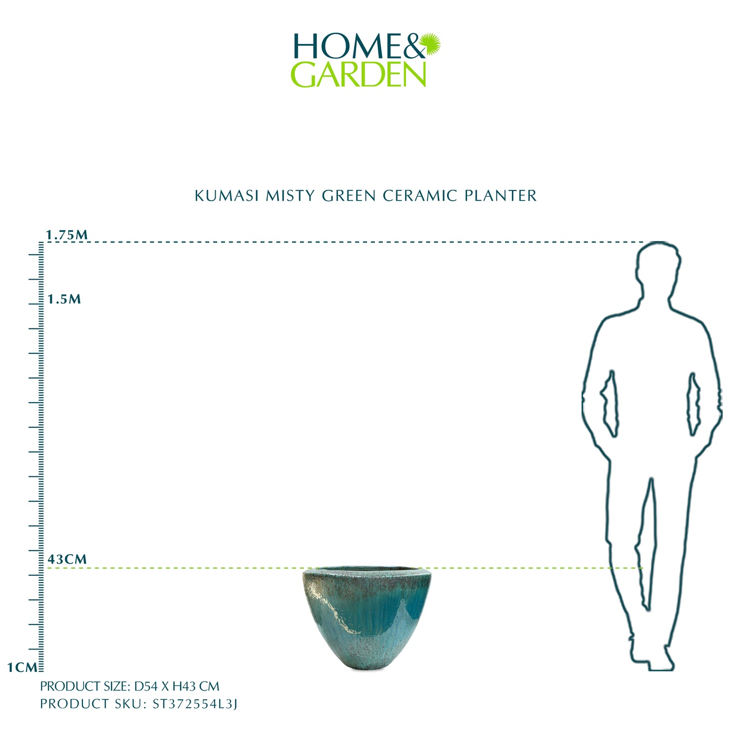 حوض كوماسي - سيراميك أخضر - قطر 54 سم