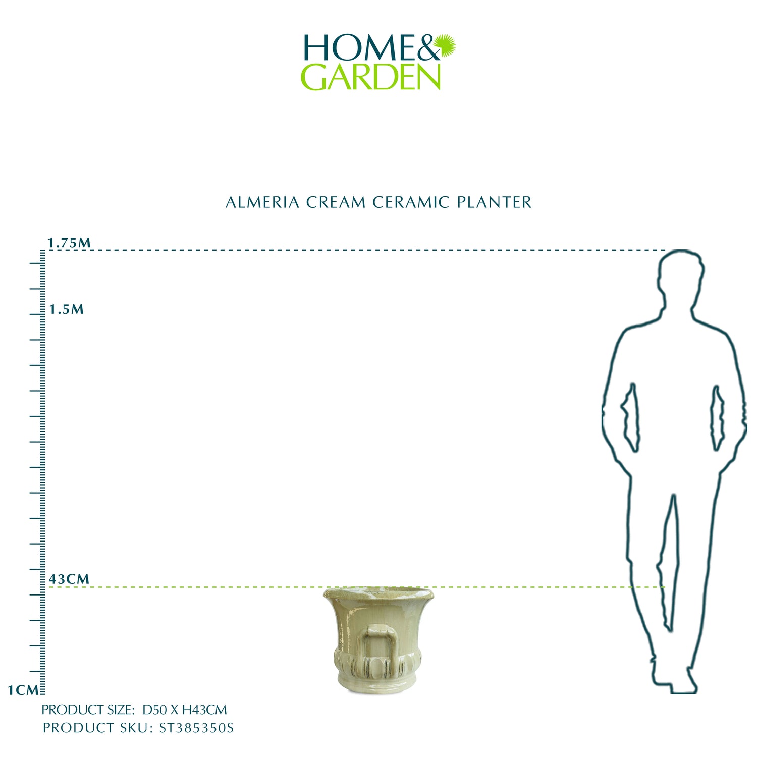 حوض ألميريا - سيراميك كريمي - قطر 50 سم