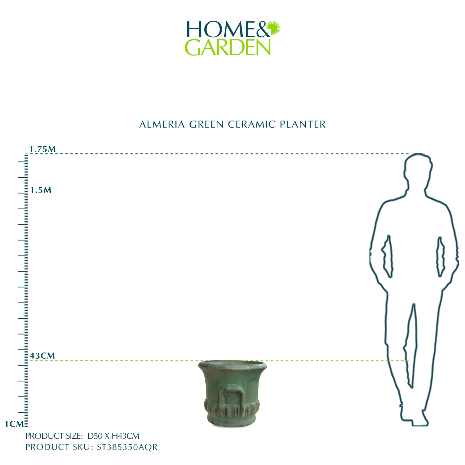 حوض ألميريا - سيراميك أخضر - قطر 50 سم