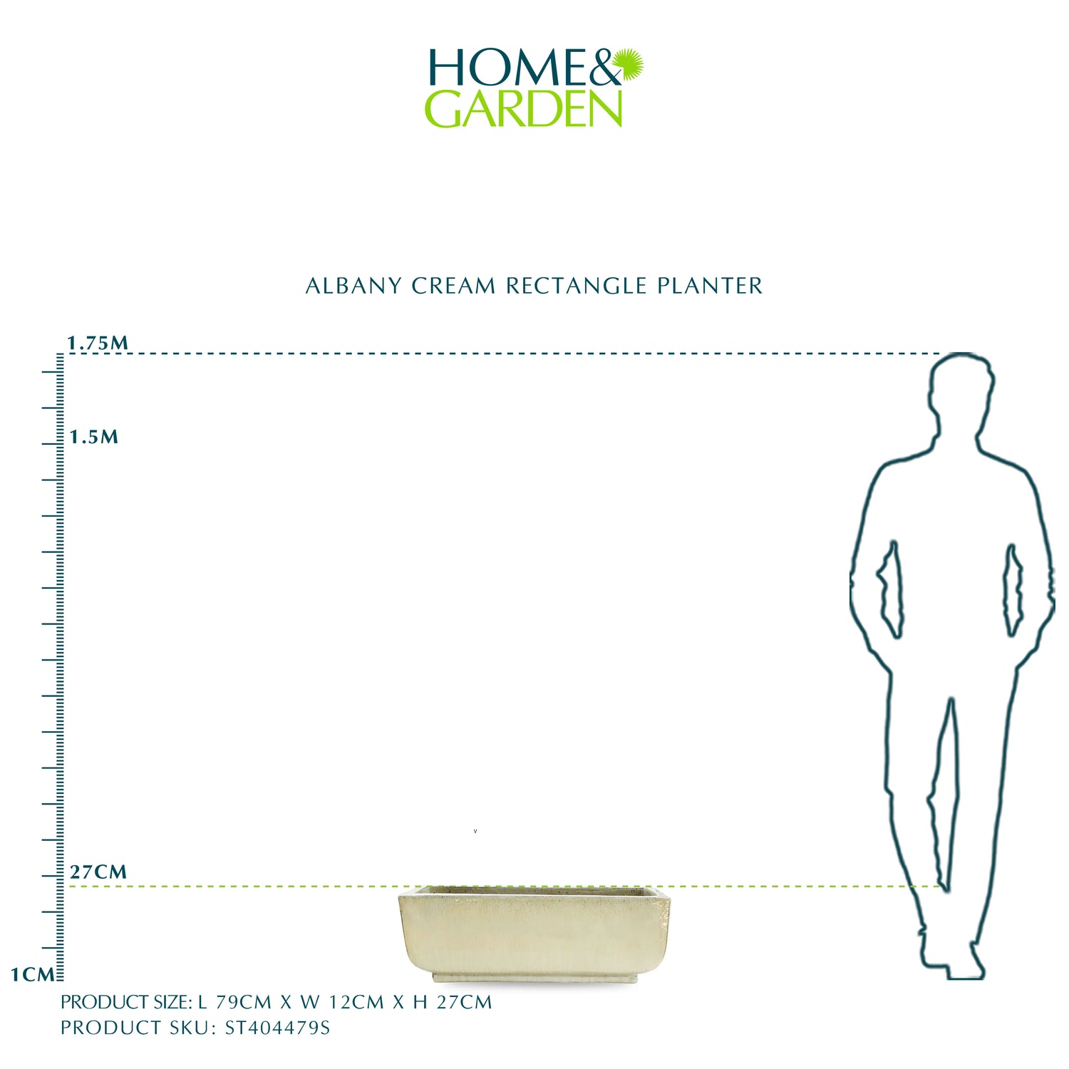 حوض ألباني - مستطيل كريمي - L79 سم