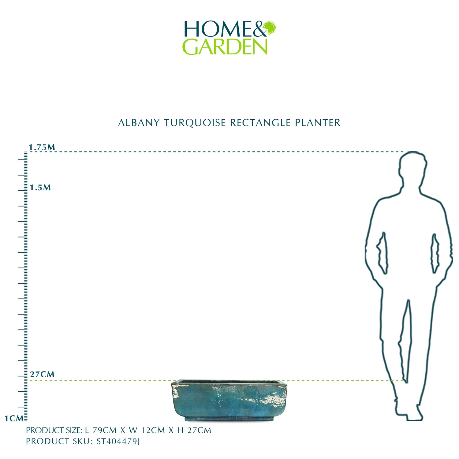 حوض ألباني - مستطيل أزرق - L79 سم
