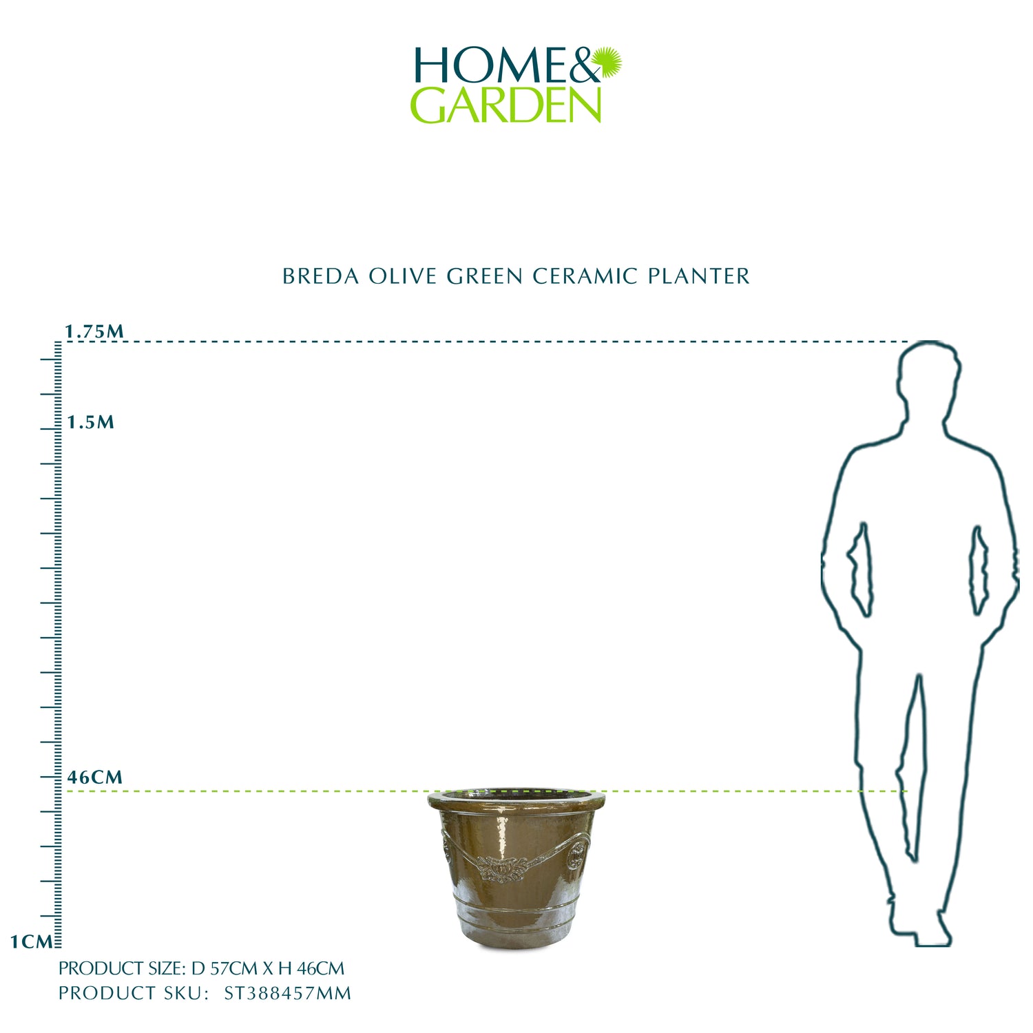 حوض بريدا - سيراميك أخضر زيتوني - قطر 57 سم