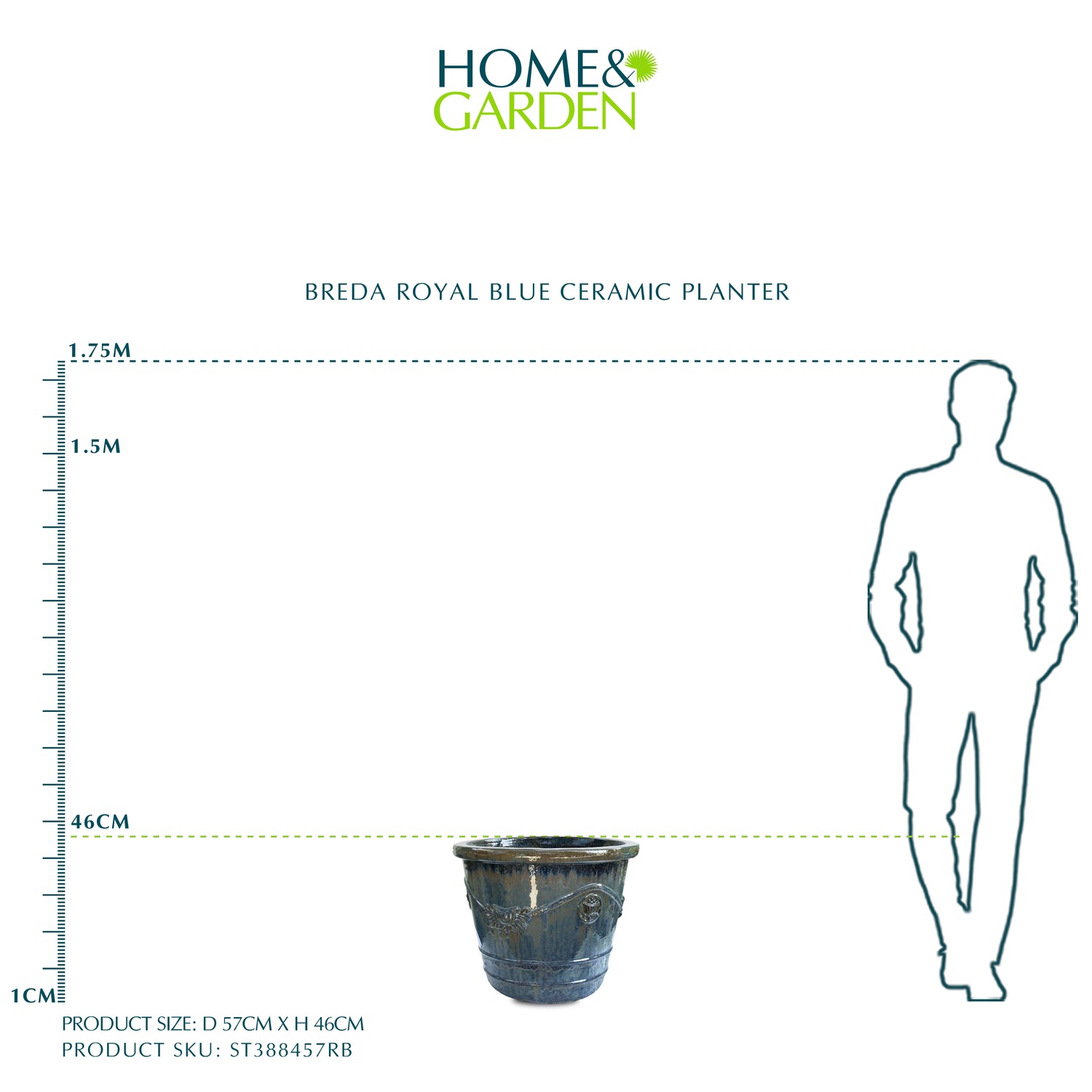 حوض بريدا - سيراميك أزرق - قطر 57 سم