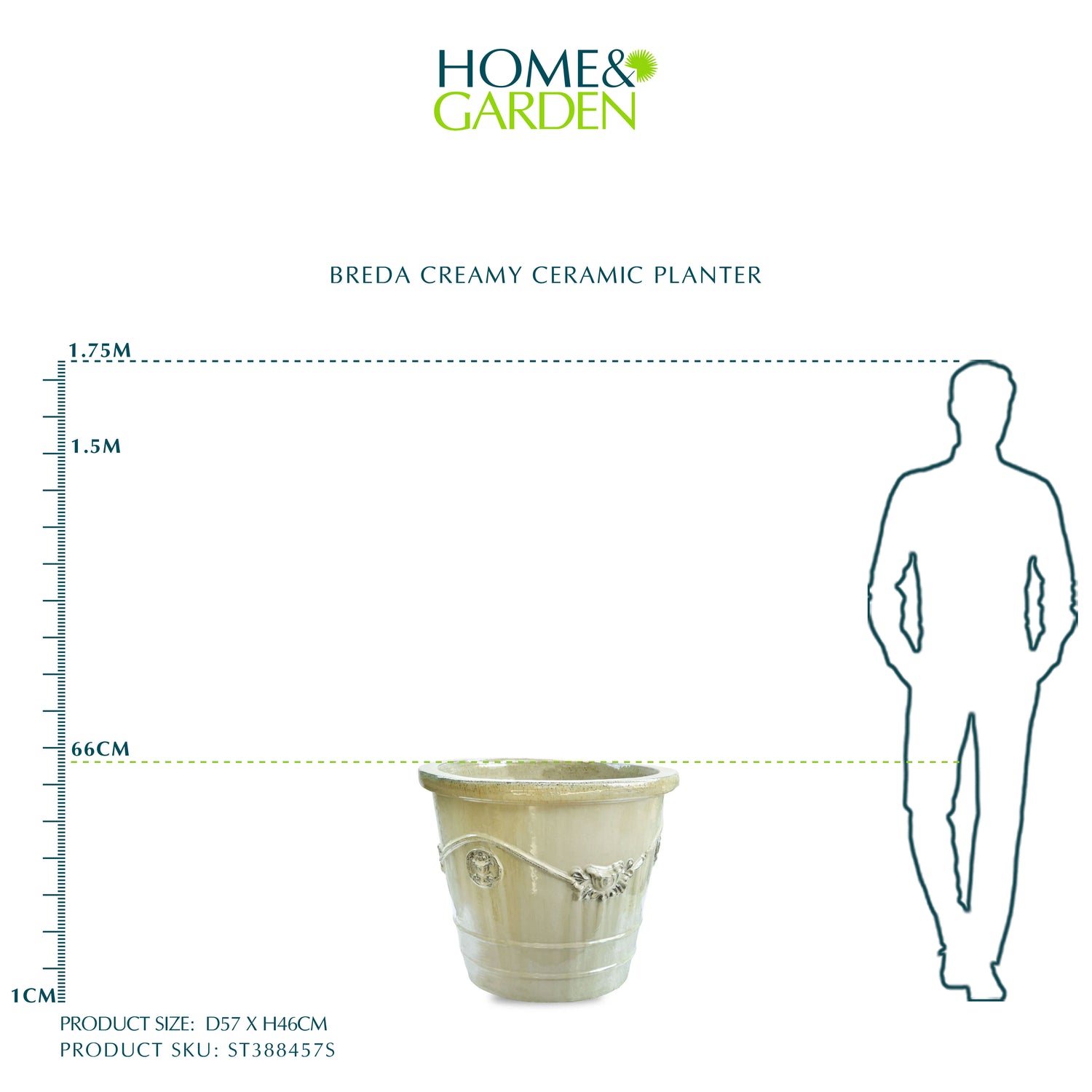 حوض بريدا - سيراميك كريمي - قطر 57 سم