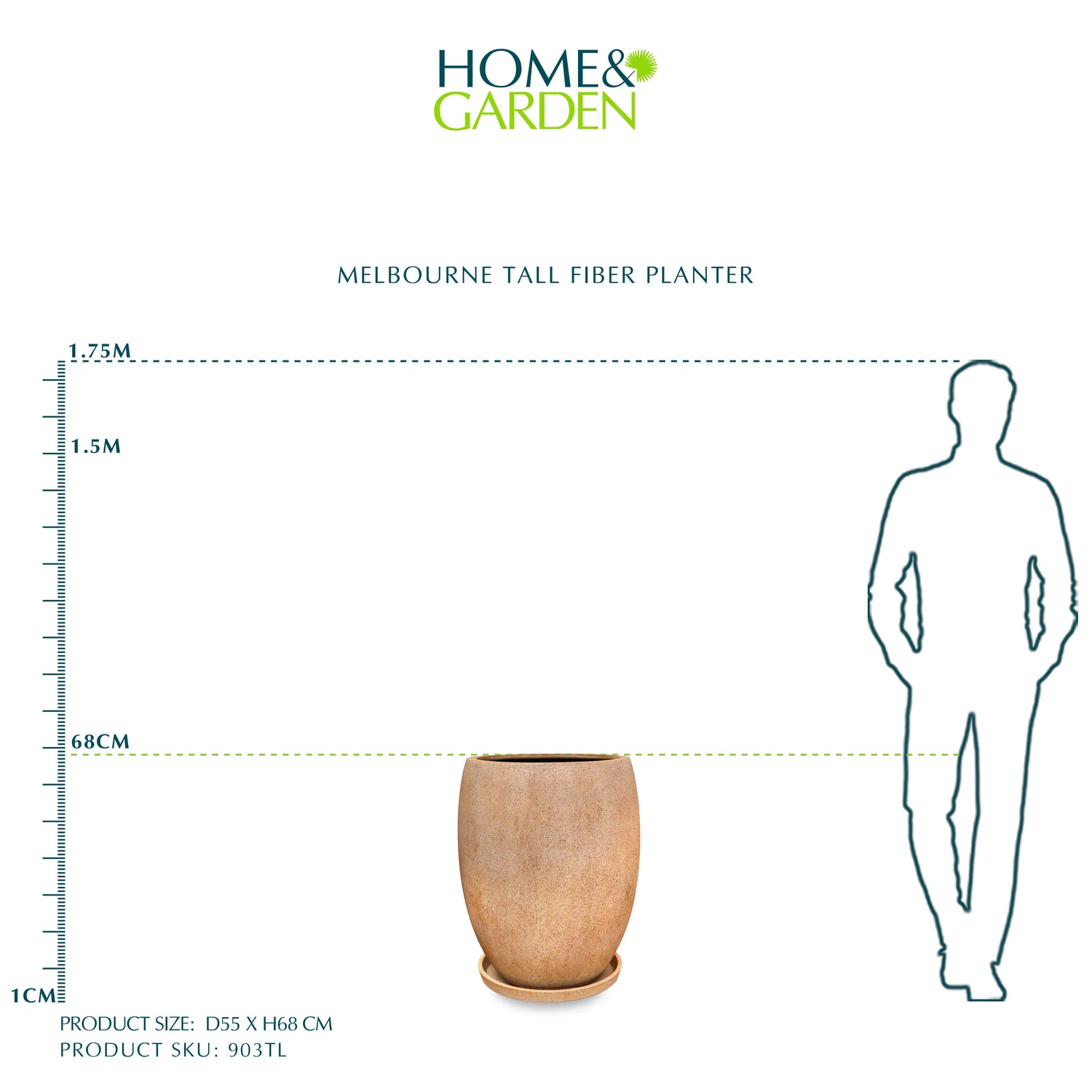 حوض ملبورن فايبر - ارتفاع 68 سم