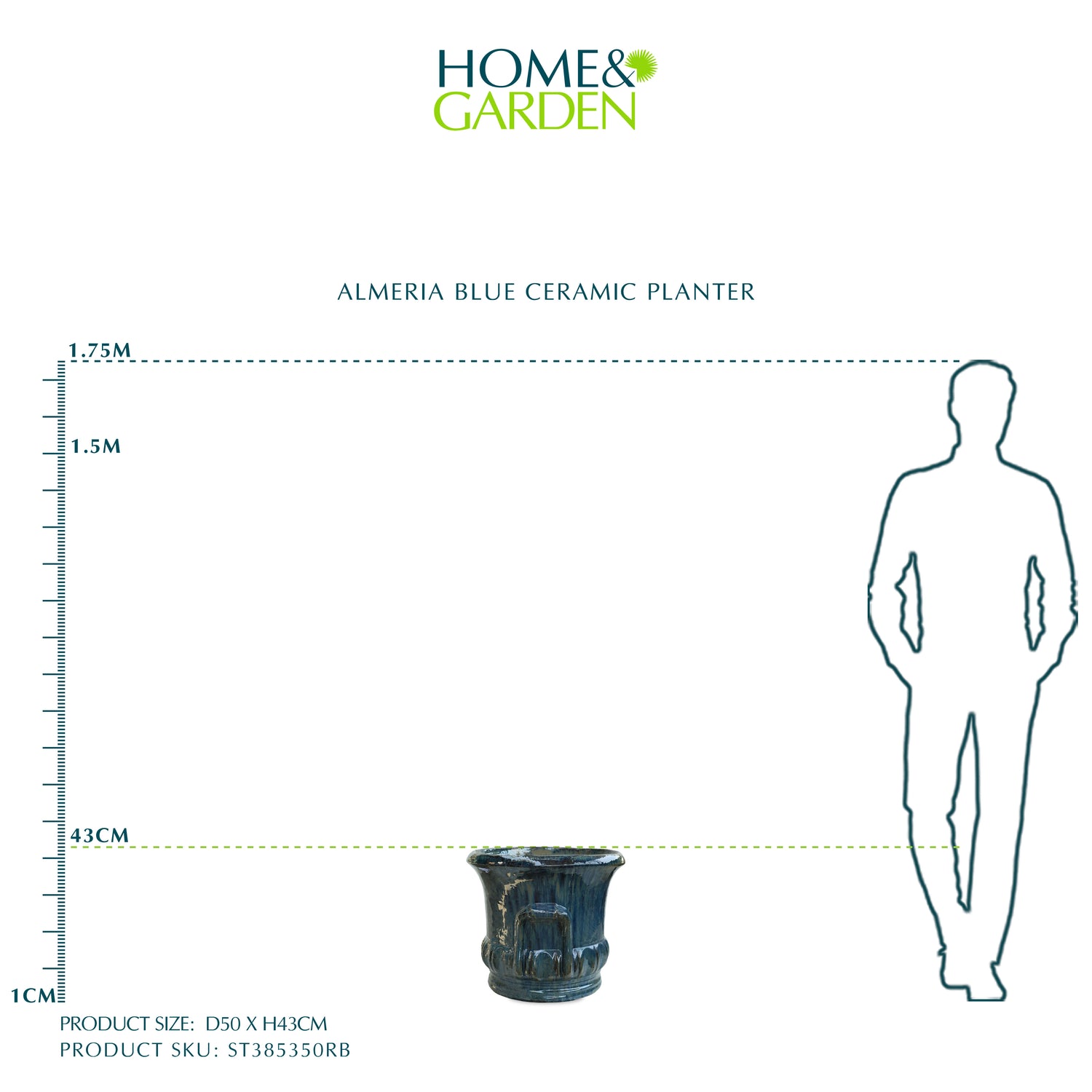 حوض ألميريا - سيراميك أزرق - قطر 50 سم