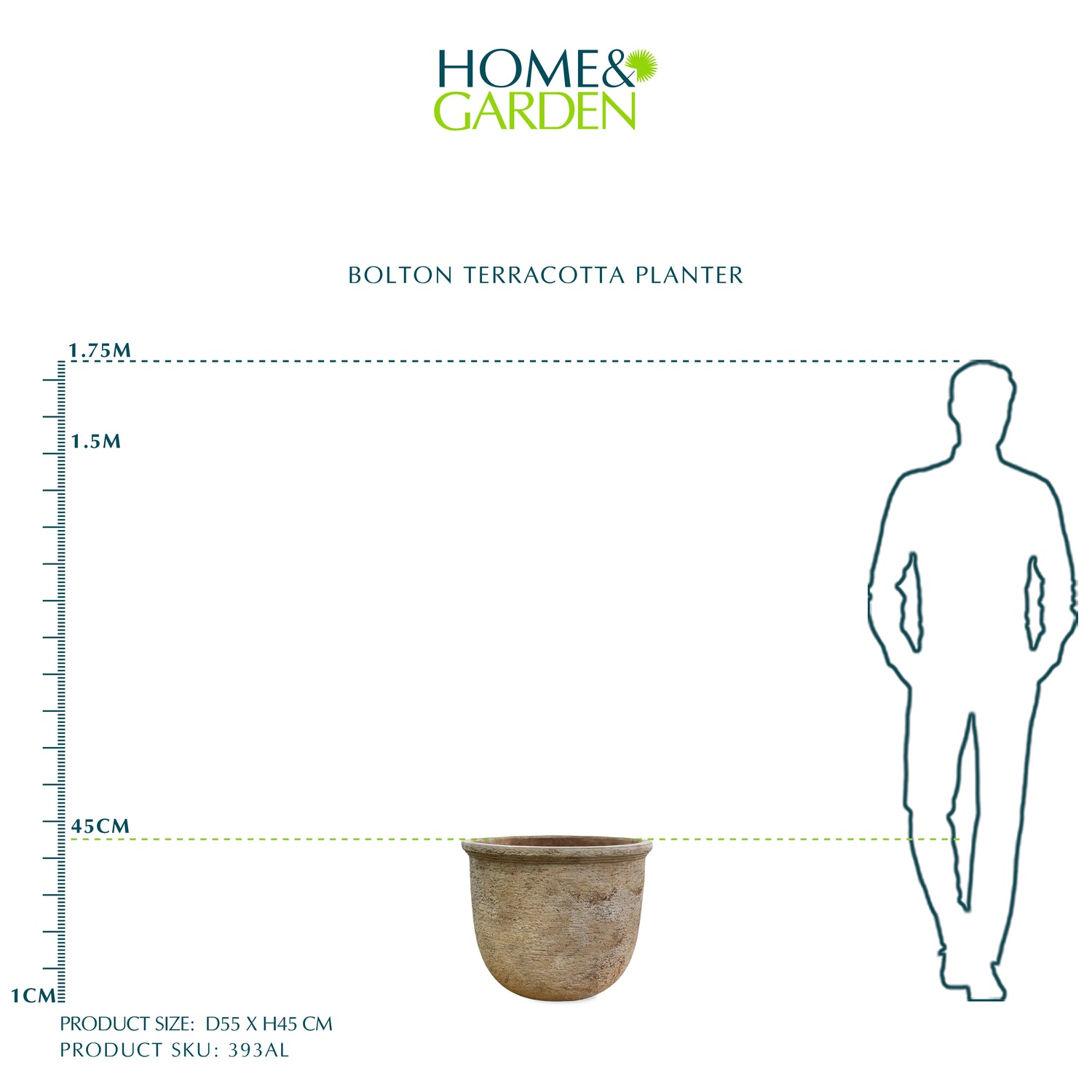 حوض بولتون تيراكوتا - قطر 55 سم