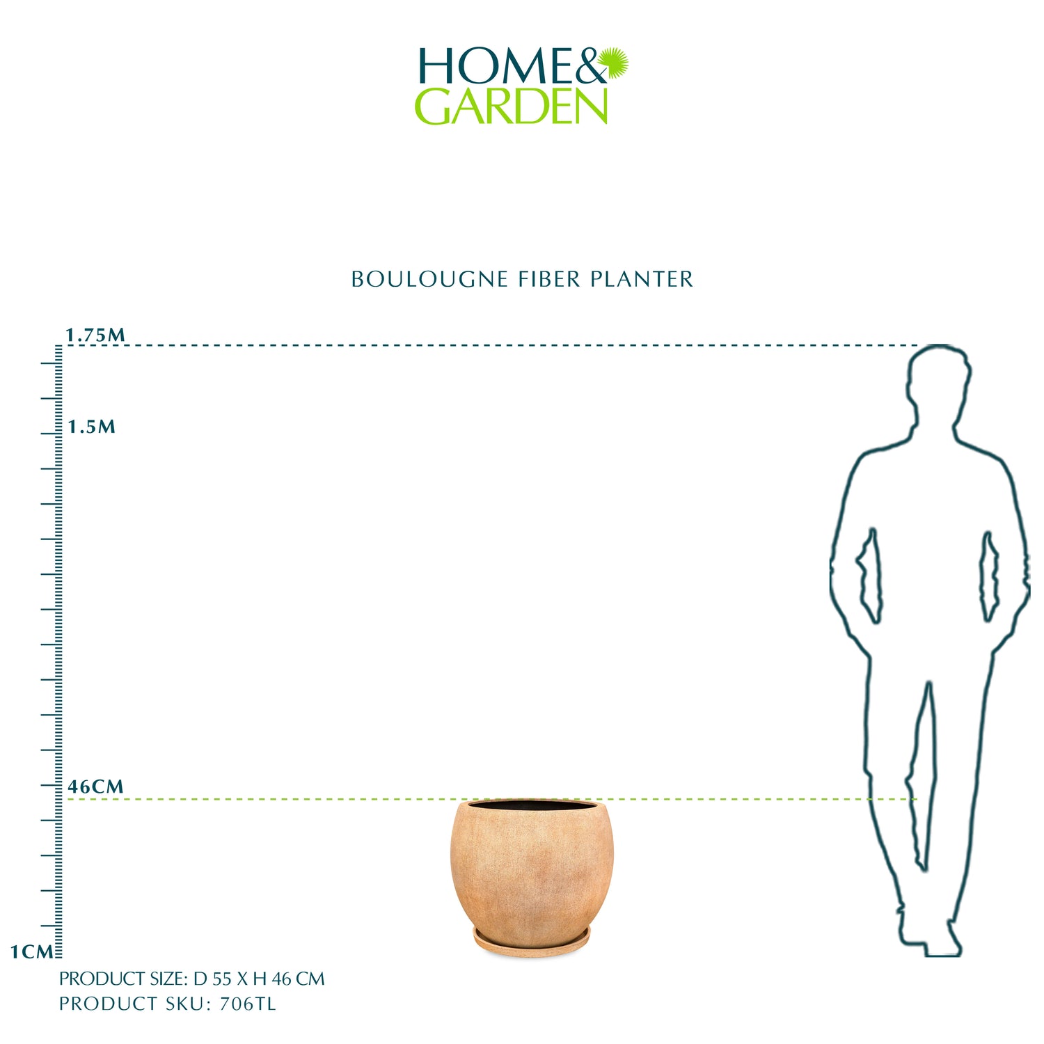 BOULOUGNE FIBER PLANTER D55CM