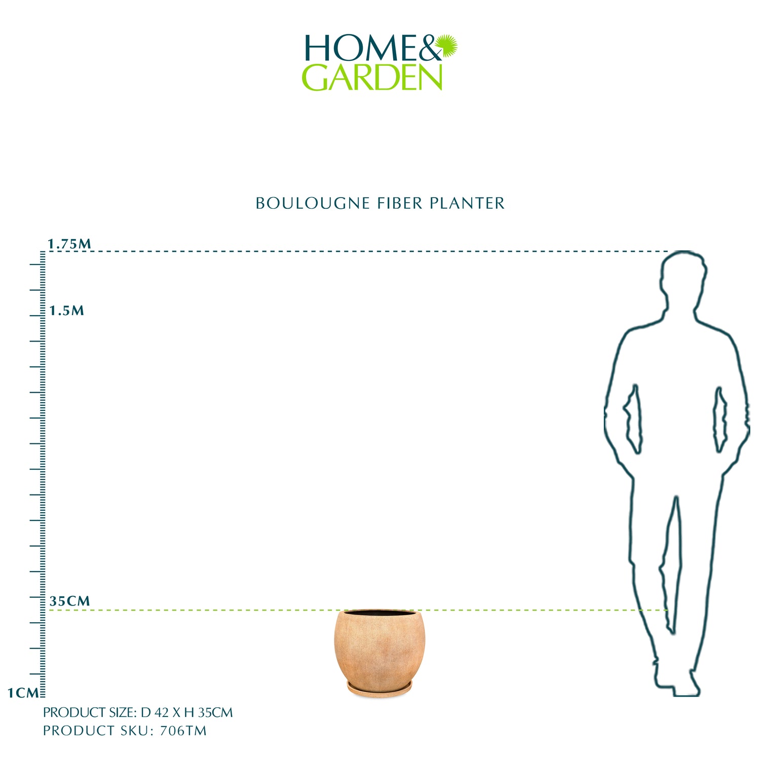 BOULOUGNE FIBER PLANTER D42CM