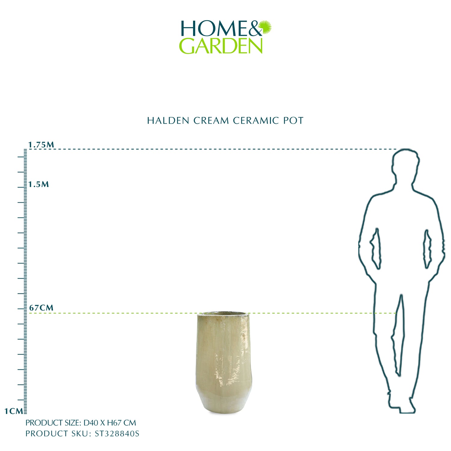 حوض هالدن - سيراميك كريمي - ارتفاع 67 سم