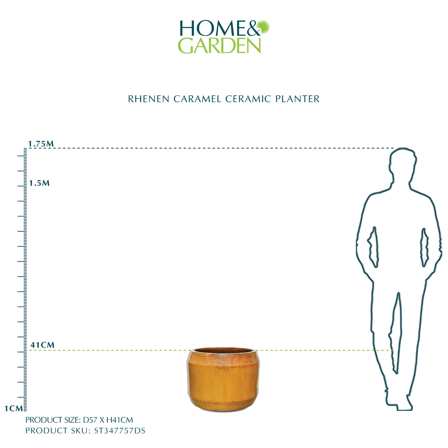 RHENEN CARAMEL CERAMIC POT - حوض رينين