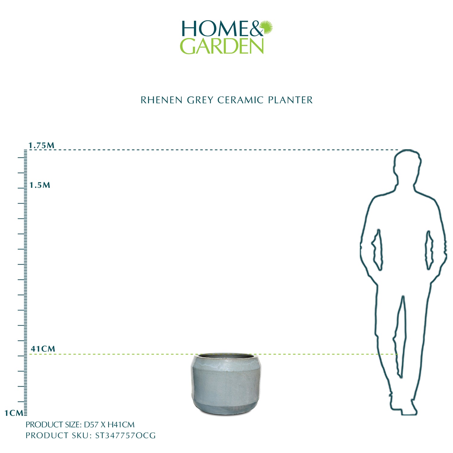 RHENEN GREY CERAMIC POT - حوض رينين