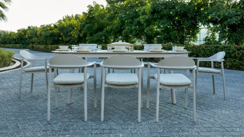 OUDENBURG BEIGE VERSATILE DINING SET L-230CM (EXPANDABLE TO 300 CM) - مجموعة طاولة الطعام متعددة الاستخدامات من اودنبورغ باللون البيج