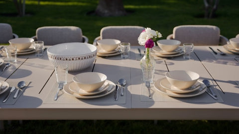 OUDENBURG WHITE VERSATILE DINING SET L-230CM (EXPANDABLE TO 300 CM) - مجموعة طاولة الطعام اودنبورغ البيضاء متعددة الاستخدامات