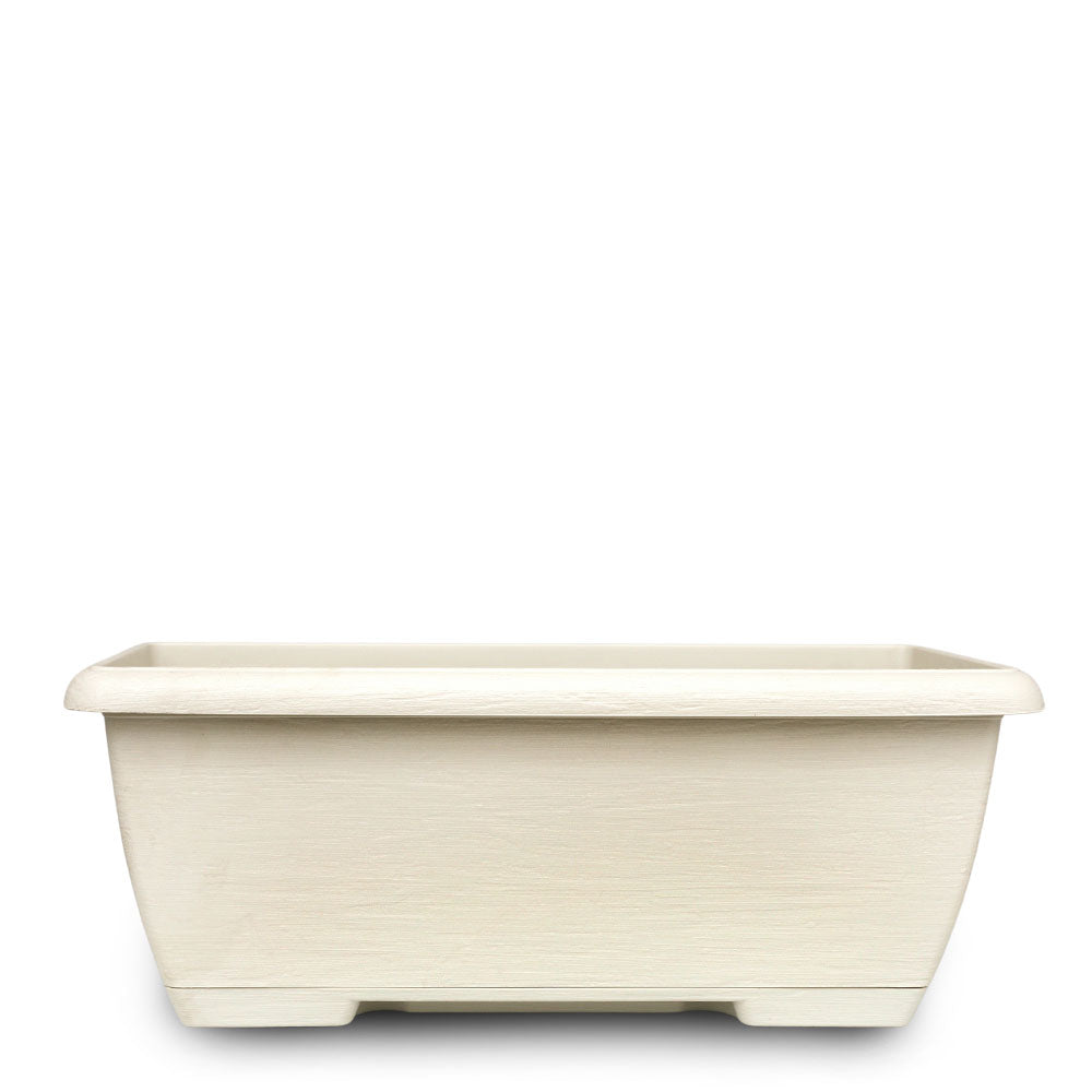 RECTANGULAR WHITE STONE PLASTIC POT - حوض بلاستيكي مستطيل باللون الحجر الأبيض