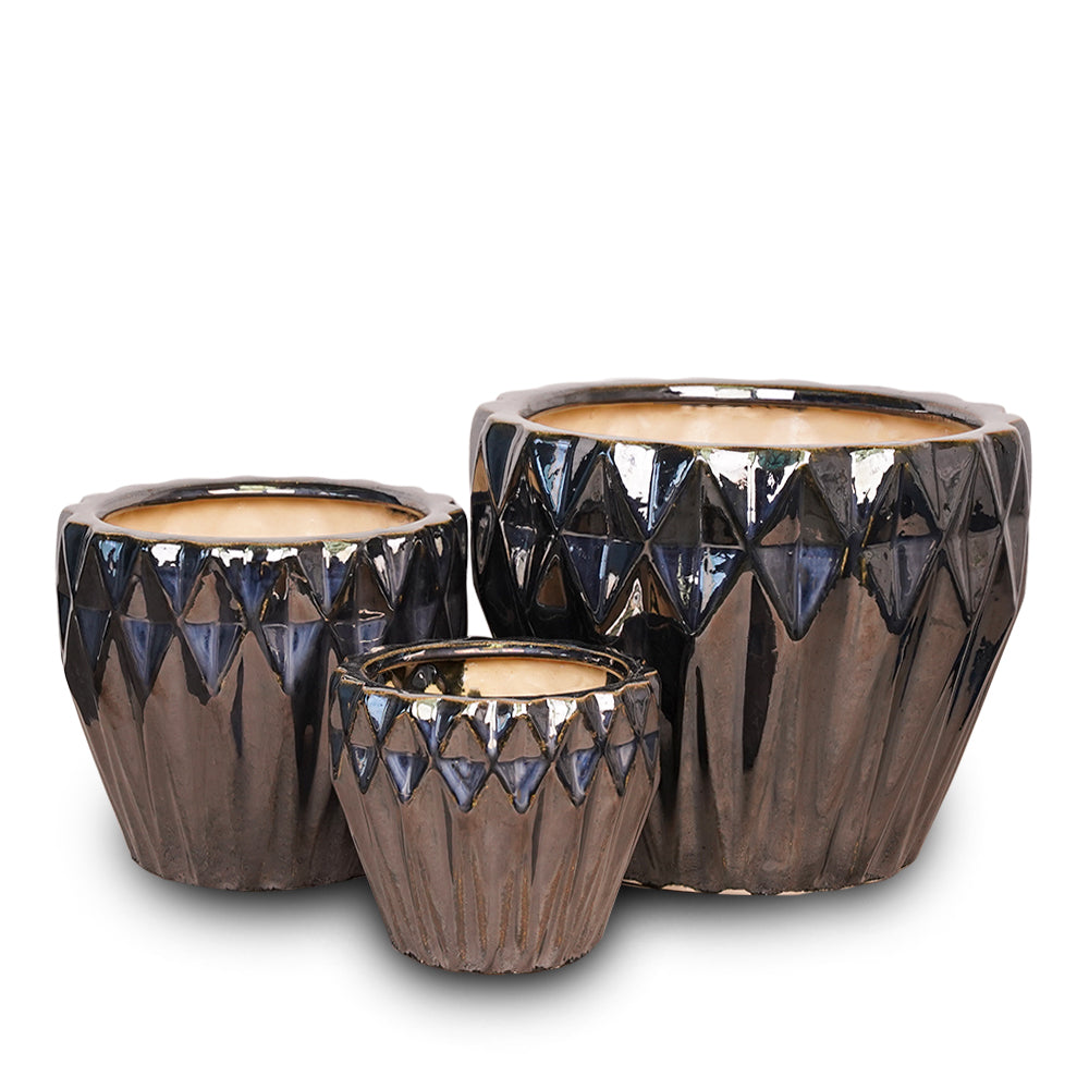 RICHMOND SHINY BLACK CERAMIC POT حوض ريتشموند