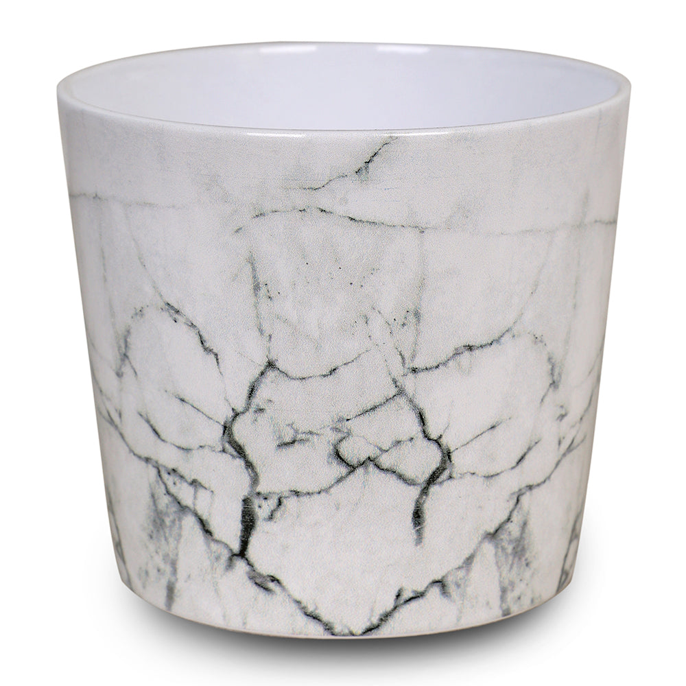 CHICAGO WHITE / BLACK MARBLE PLANTER D18cm - حوض شيكاغو