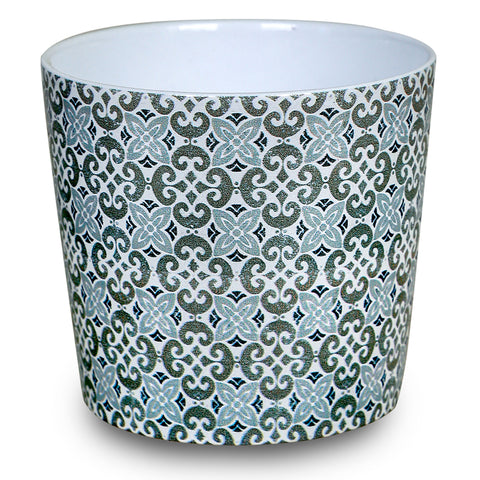 CHICAGO GREEN / BLUE PATTERNED PLANTER D15cm -  حوض شيكاغو