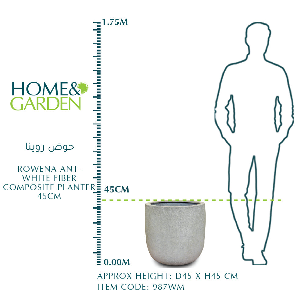 روينا حوض نباتات من الألياف البيضاء 45 سم - روينا