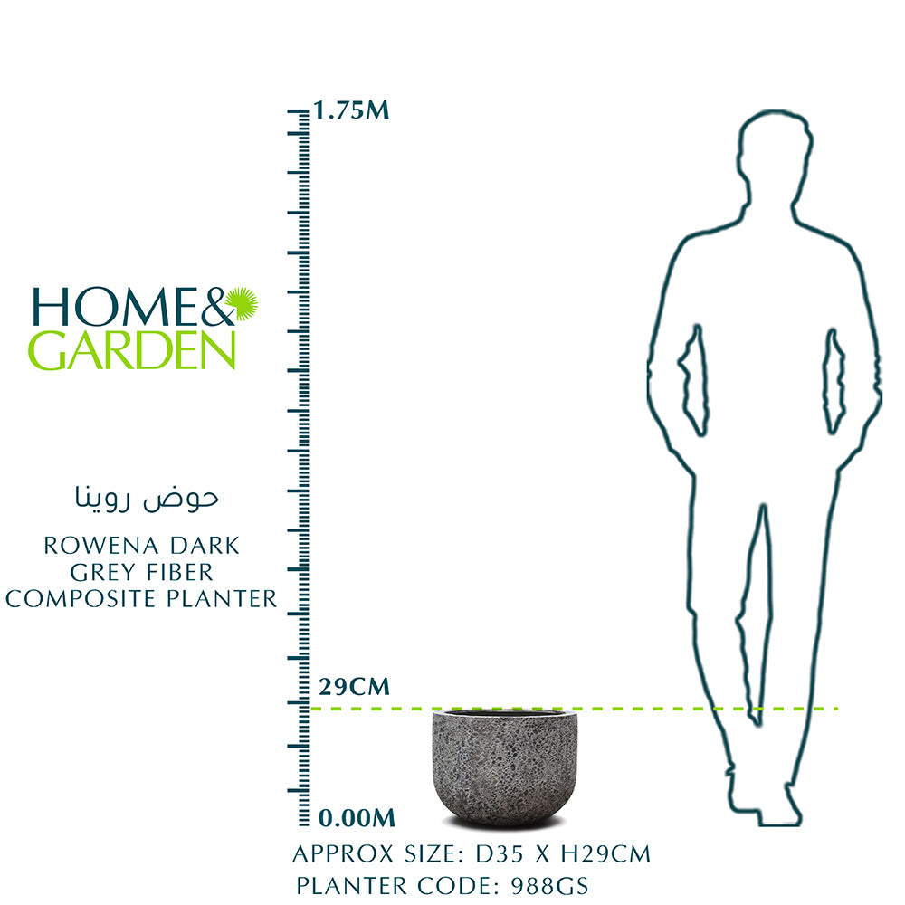 حوض زرع من الألياف المركبة باللون الرمادي الداكن من روينا D35 سم - روينا