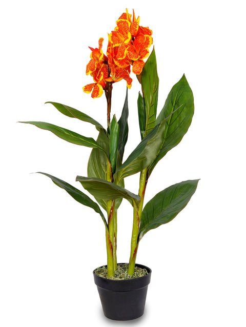ARTIFICIAL CANNA PLANT ORANGE FLOWER- كنّا صناعى-زهور برتقالي