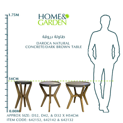 DAROCA NATURAL CONCRETE/DARK BROWN TABLE - طاولة دروقة